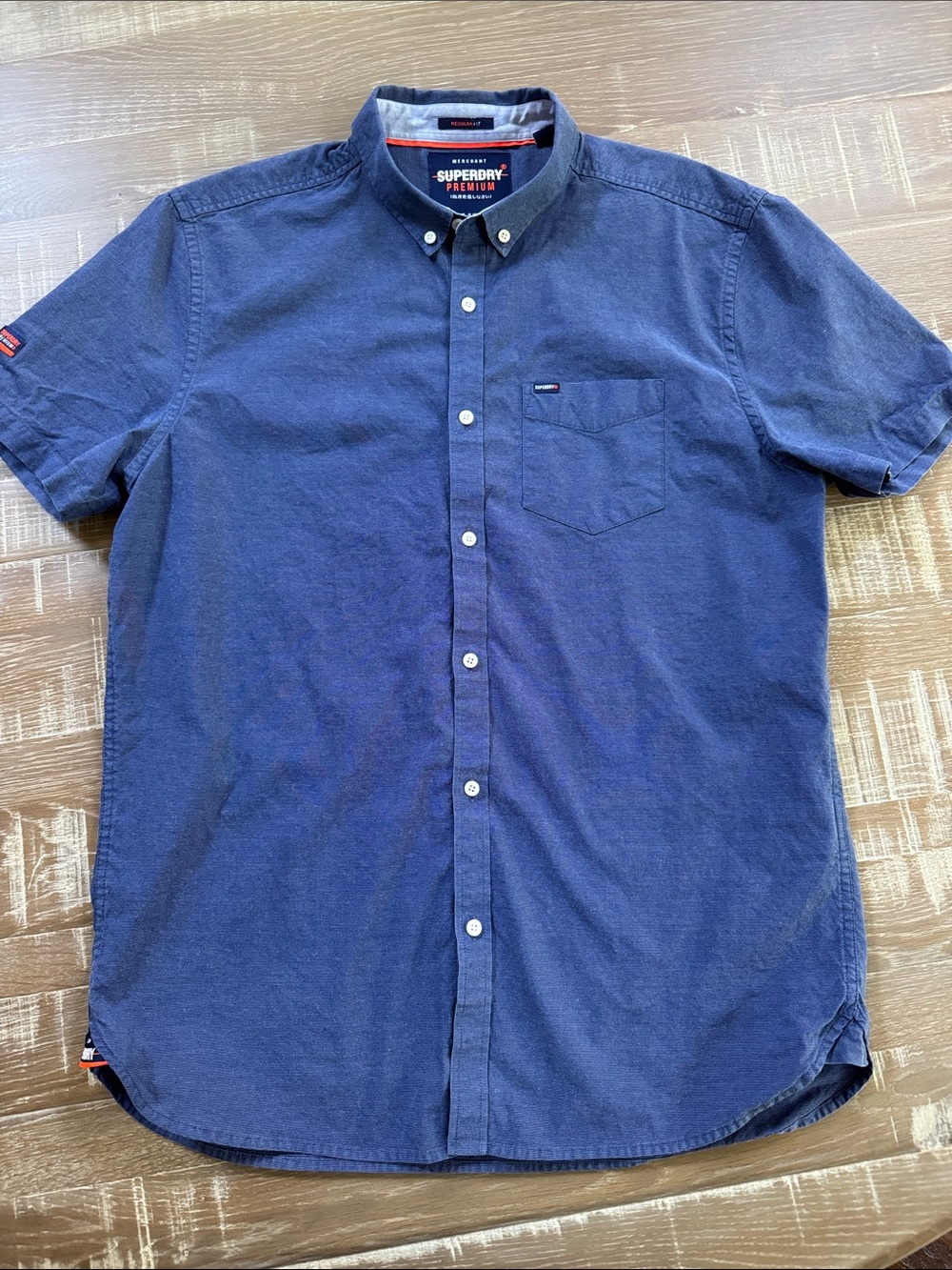 Superdry Premium Blue Button-Down Short Sleeve Shirt XL